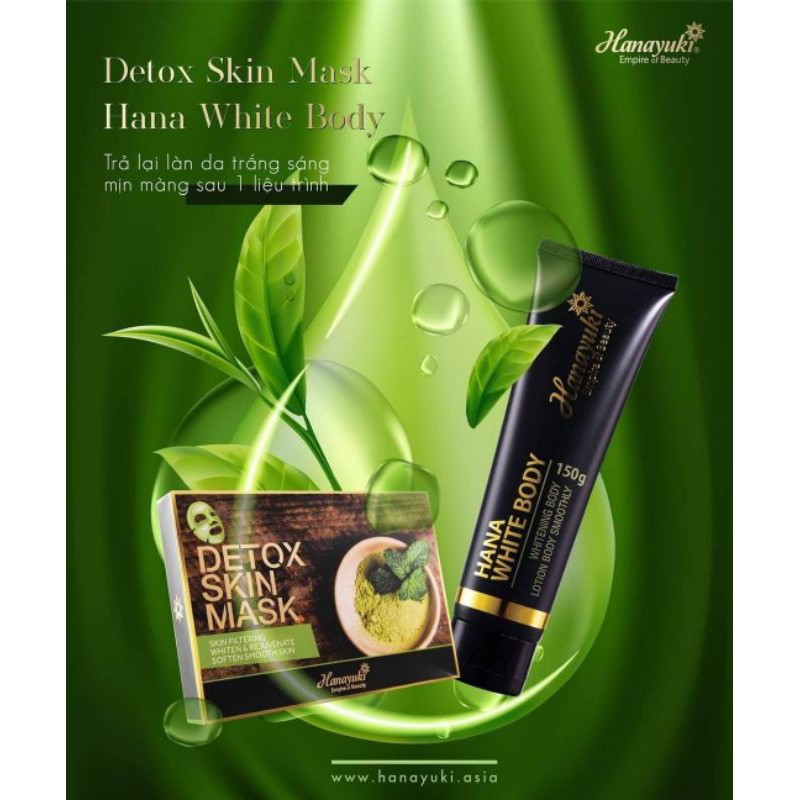 (Chính hãng 💯-Date 2023)COMBO 2 SP HANAYUKI DƯỠNG TRẮNG CƠ THỂ(DETOX SKIN MASK VÀ HANA WHITE BODY)