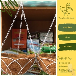 Giỏ Sắt Xơ Dừa Treo Trồng Hoa Trắng 30Cm - Khay Chậu - Giỏ Sắt