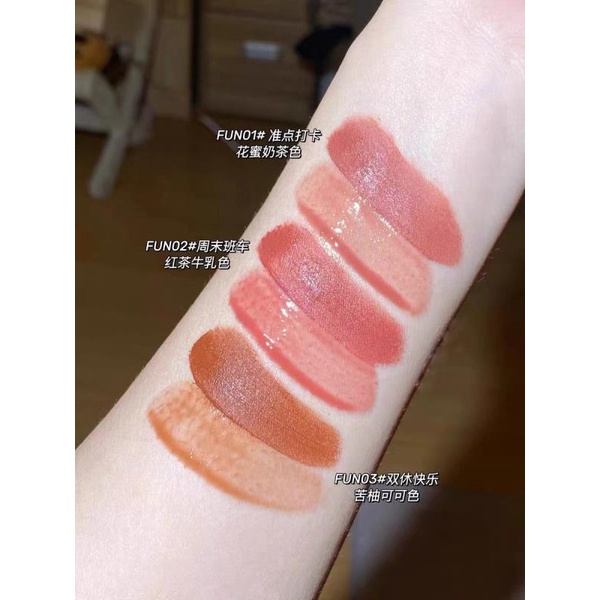 Set 1/3 son kem lì CAPPUVINI/Uslike tông nude 3D chống thấm nước 2 trong 1 thời trang