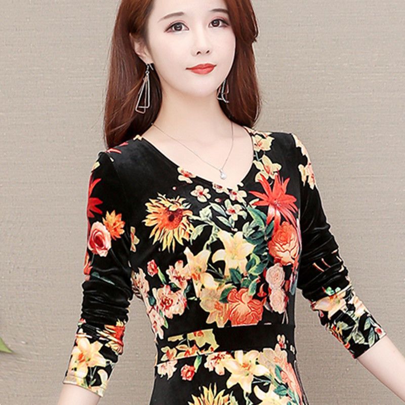 Đầm Nhung Dài Cỡ Lớn Thời Trang Cho Nữ 30-40 Tuổi