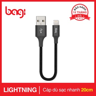 Dây cáp dù sạc nhanh bagi lightning dài 20cm cho iphone, pin dự phòng - bagi chính hãng