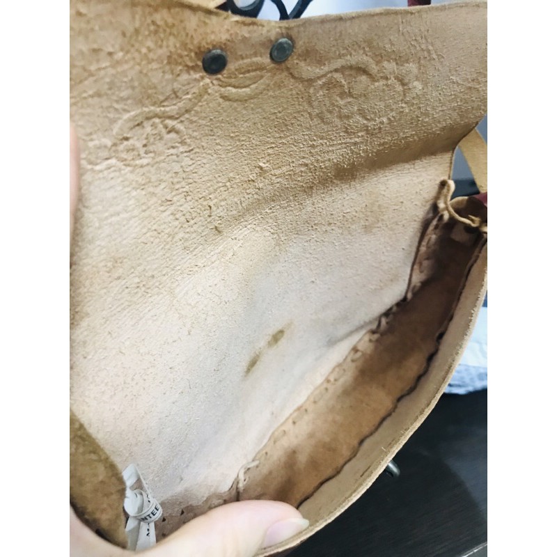 Túi đeo chéo da mộc khắc - India