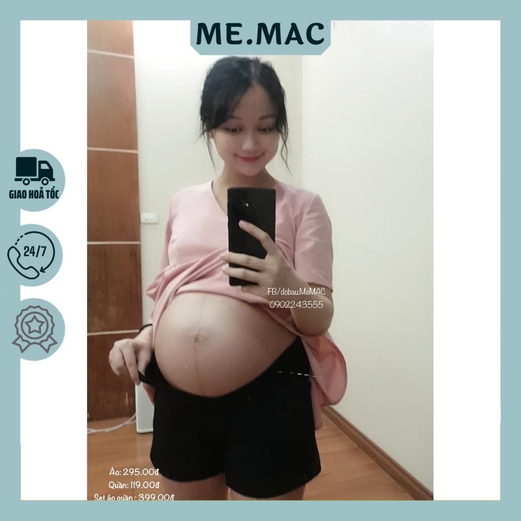🤰🤰Quần Đùi Bầu cạp chéo đũi mát - sooc bầu Me.MAC
