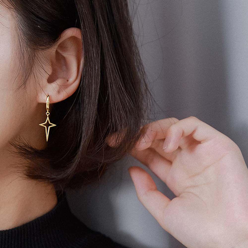 Khuyên Tai Ngôi Sao / Thánh Giá Phong Cách Gothic Cho Nam|Bông Tai Chữ Thập Màu Sắc Thời Trang|Khuyên Tai Màu Đen Thời Trang Cho Nữ