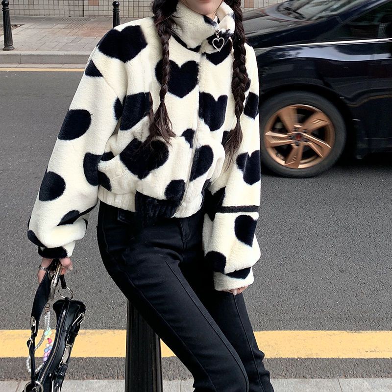 Bán Chạy!F &amp; X Áo Khoác Đệm Lông Ngắn Phong Cách Hàn Quốc Thời Trang Thu Đông Ngọt Ngào Dễ Phối Đồ Dành Cho Nữ