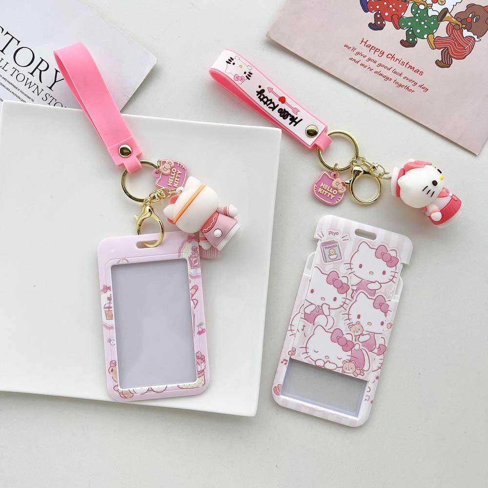 Ốp Điện Thoại Hình Mèo Kitty 3D Có Dây Đeo Đựng Thẻ Tiện Dụng