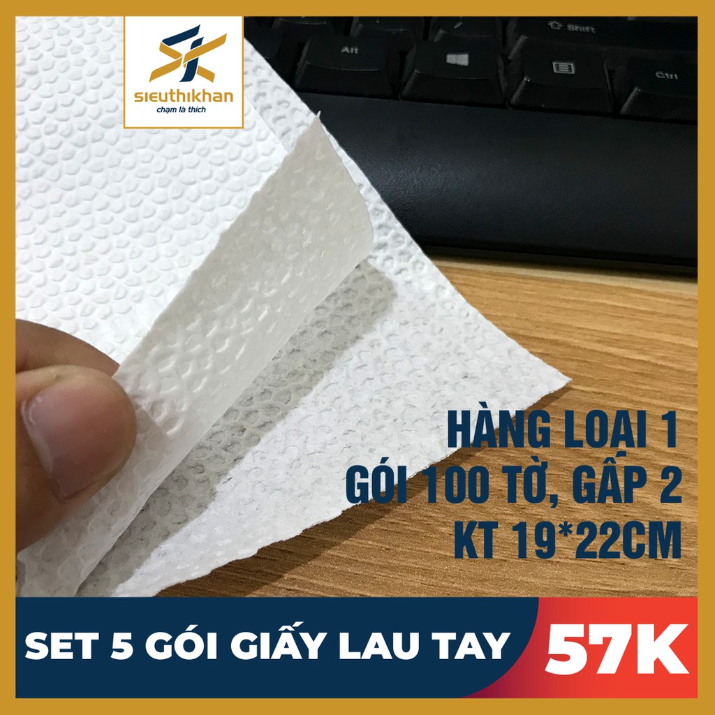 SET 5 GÓI GIẤY LAU TAY, THẤM DẦU GÓI 100 TỜ