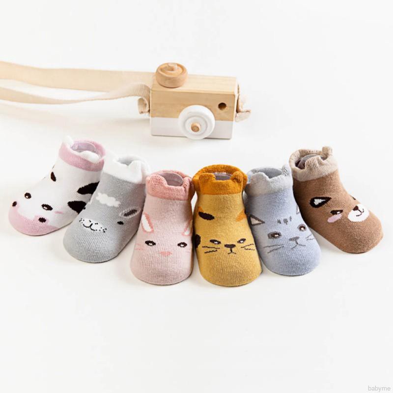 ♕ babyme ღ Baby Boys Girls Infant Cotton Cartoon Socks Anti Slip Floor Socks