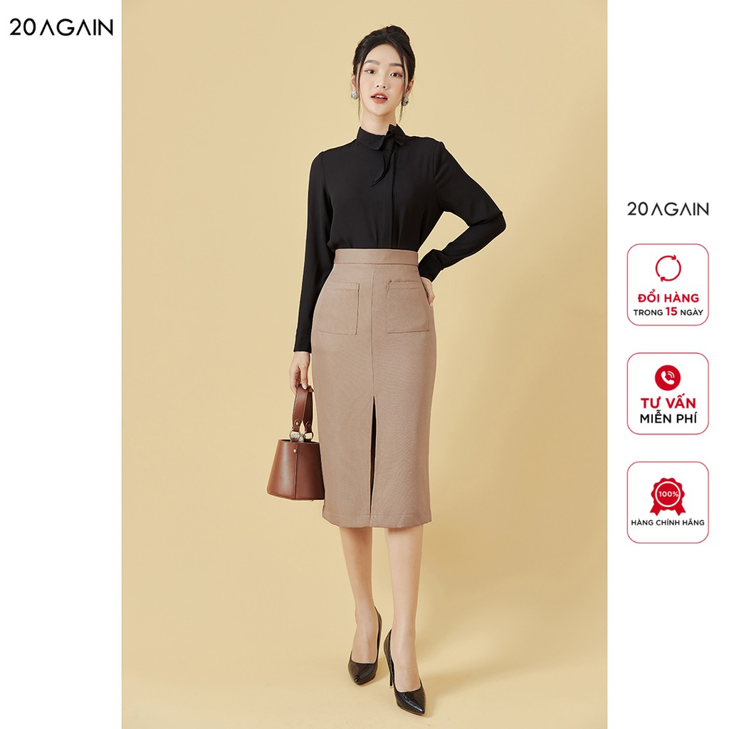 [Mã WABRAG99 giảm 10% đơn 99K] Chân váy dáng dài 2 túi ốp 20AGAIN, thiết kế công sở thanh lịch JDW1136 | BigBuy360 - bigbuy360.vn