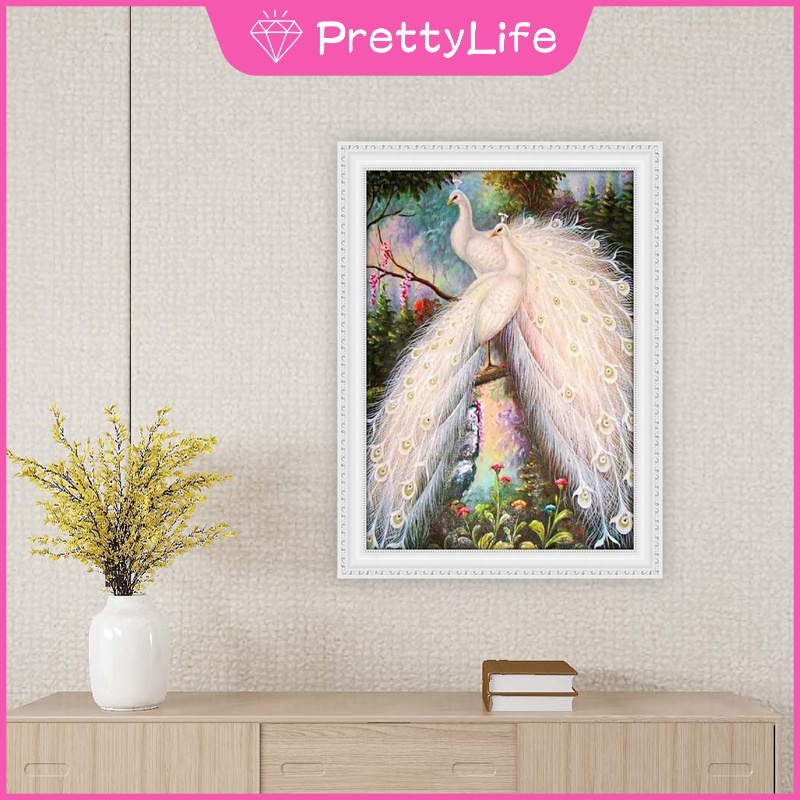 Tranh đính đá 5D tự làm hình chim công 30x40cm/40x50cm