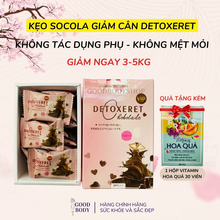 Kẹo Socola Giảm Cân Detoxeret Chokolade Chính Hãng Nhật Bản-- Kẹo Giảm Cân Socola, giảm mỡ béo toàn thân- Giảm 3kg-10kg