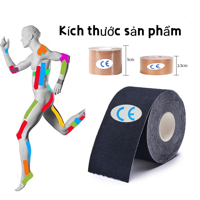 KHO SỈ Băng Keo Cơ, Băng Keo Vải Dán Cơ,Băng keo vải thể thao Cao cấp,Bản 5cm và 2,5cm Đủ màu,hỗ trợ chấn thương đầu gối