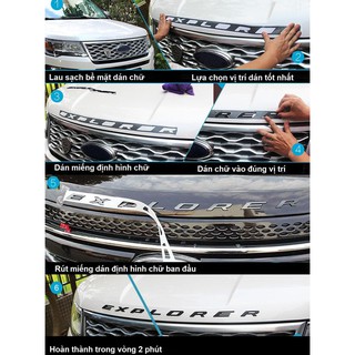 Tem chữ nổi explorer dán trang trí ô tô