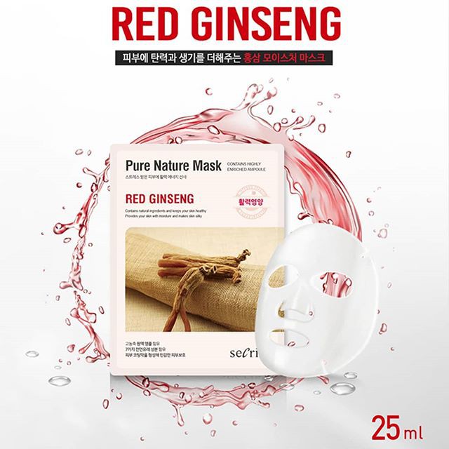 Mặt Nạ Pure Nature Mask Red Ginseng Hồng Sâm chống lão hoá - SECRISS - ANSKIN - HÀN QUỐC - DERMAROLLER