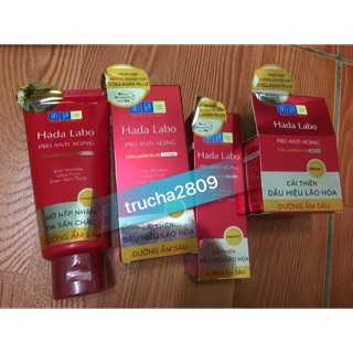 combo sữa rửa mặt + lotion + kem dưỡng Hada Labo pro anti aging