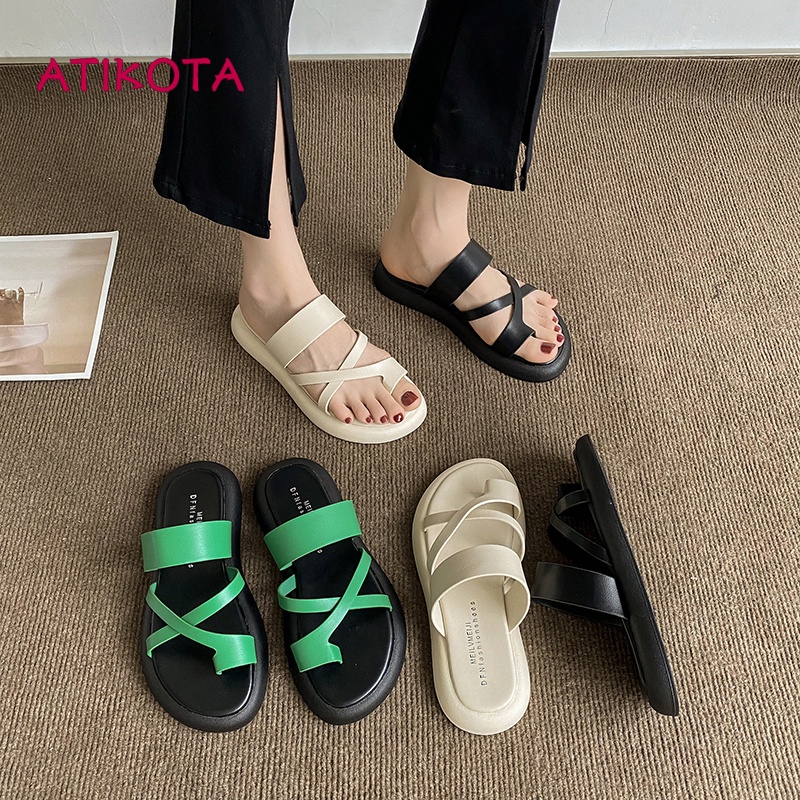 Dép xỏ ngón ATIKOTA đế bằng chống trượt với thiết kế mới kiểu dáng đơn giản thời trang dành cho nữ