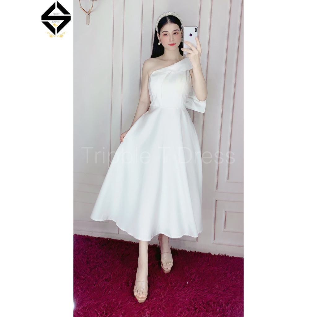 Đầm xoè lệch vai nơ lưng gợi cảm TRIPBLE T DRESS - size M/L - MS161V