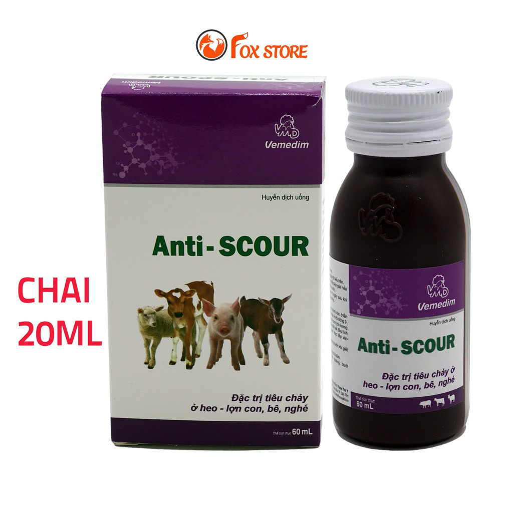 Trị bệnh tiêu chảy phân vàng heo con Anti Scour 60ml – chỉ dùng cho thú y