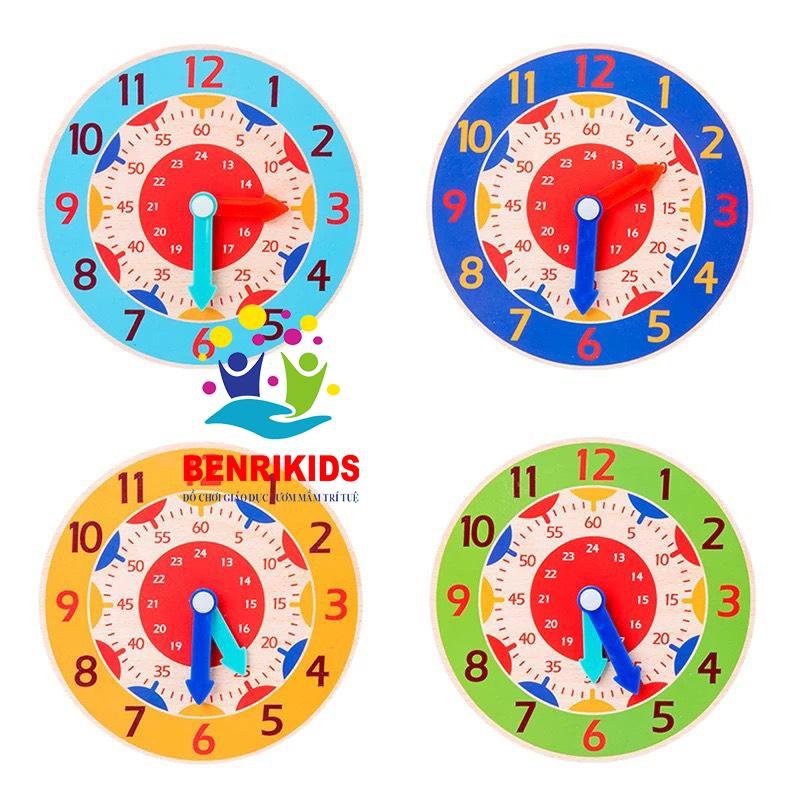 Đồng Hồ Gỗ, Đồ Chơi Mini Học  Giờ Phút