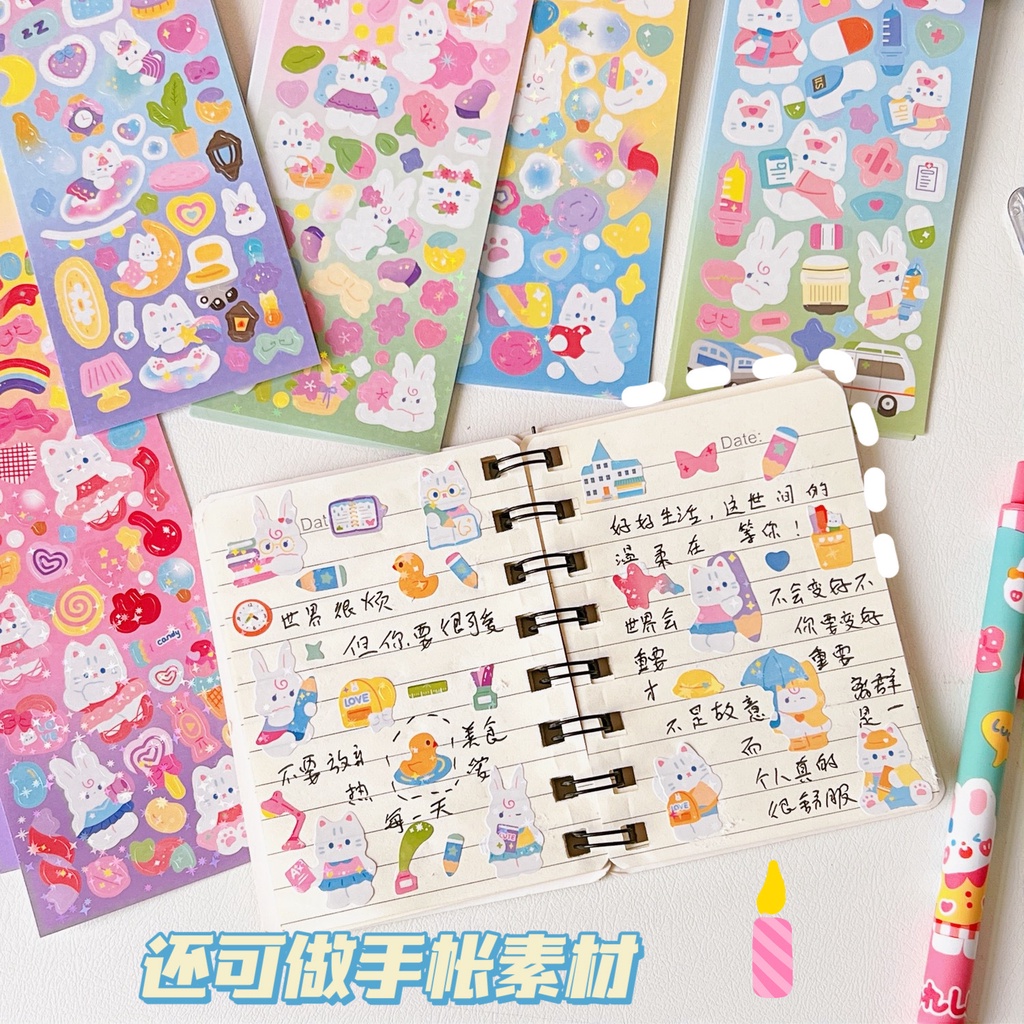 Sticker Miếng Dán Họa Tiết Hoạt Hình Mèo Cute