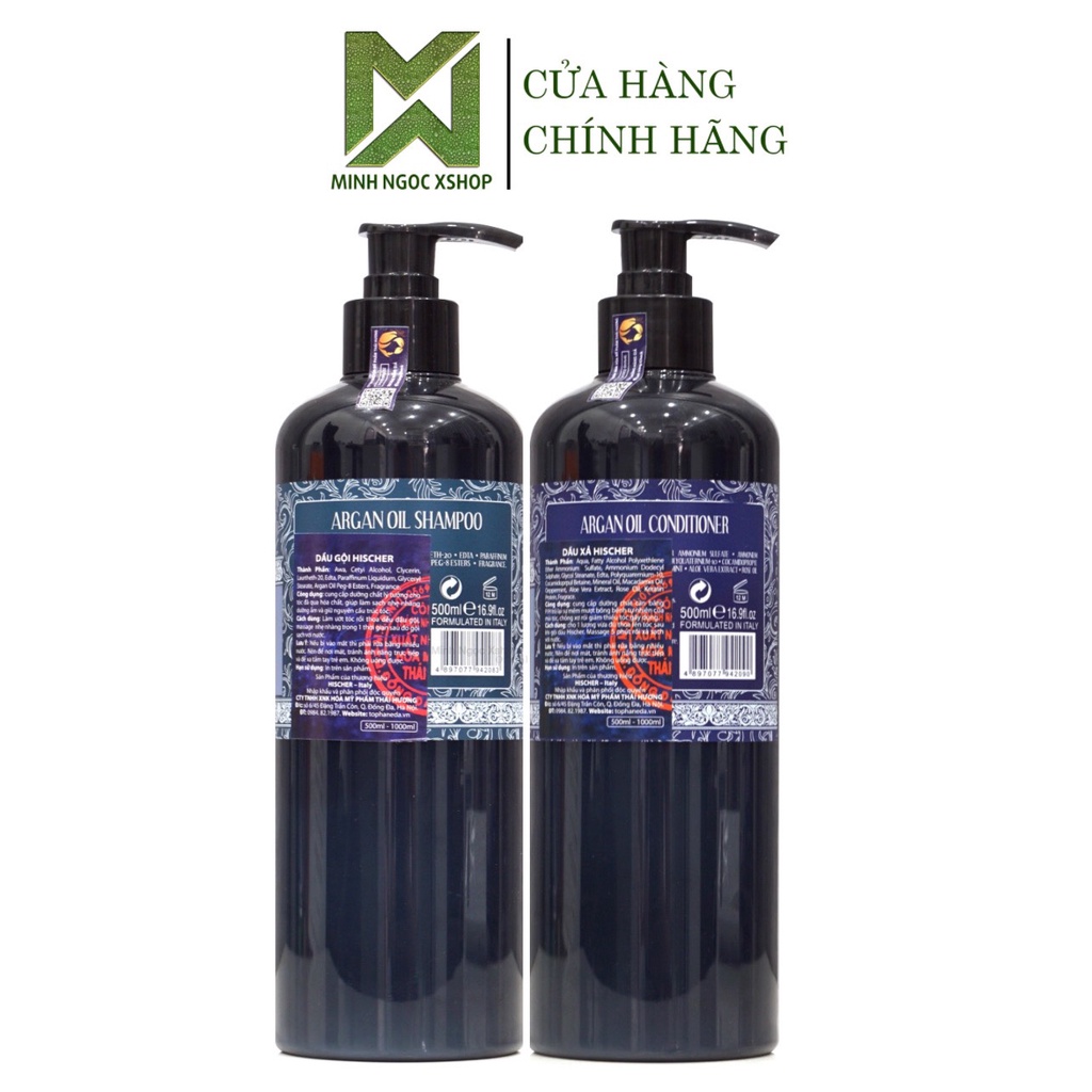 Dầu gội xả phục hồi cho mọi loại tóc Hischer Argan Oil 500ml cho tóc mềm mượt chuẩn salon tại nhà