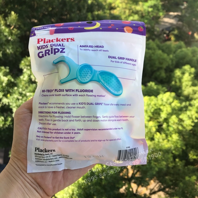 Tăm chỉ nha khoa trẻ em Plackers Kid dual gripz