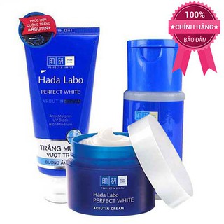 Perfect Bộ Sản Phẩm Dưỡng Trắng Da Tối Ưu Hada Labo White (Sữa Rửa Măt 80g + Dung Dịch Dưỡng 100ml + Kem Dưỡng 50g)