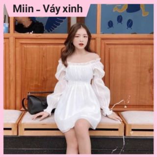 Váy trễ vai xốp tơ xước
