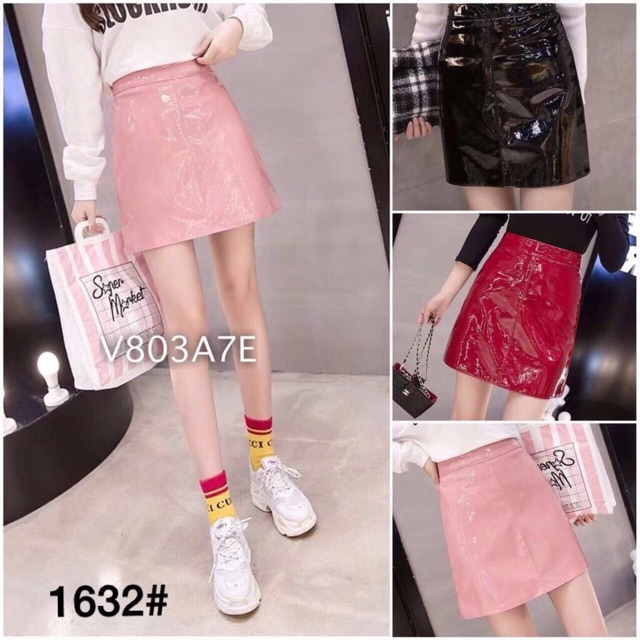 Chân váy da bóng dáng Classic hàng QC | BigBuy360 - bigbuy360.vn