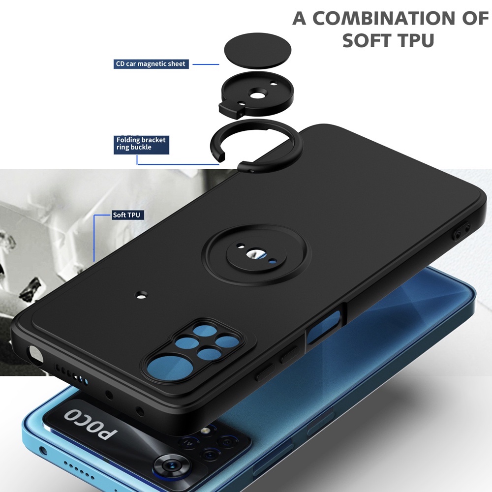 Poco X4 Pro Poco X3 Pro Poco M4 Pro Poco M3 Pro F4 GT Vỏ điện thoại mềm silicon lỏng có cạnh thẳng có đế