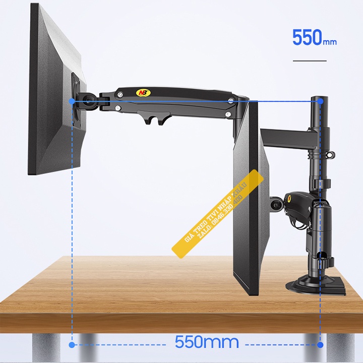 Giá Treo 2 Màn Hình kẹp bàn NB-H180