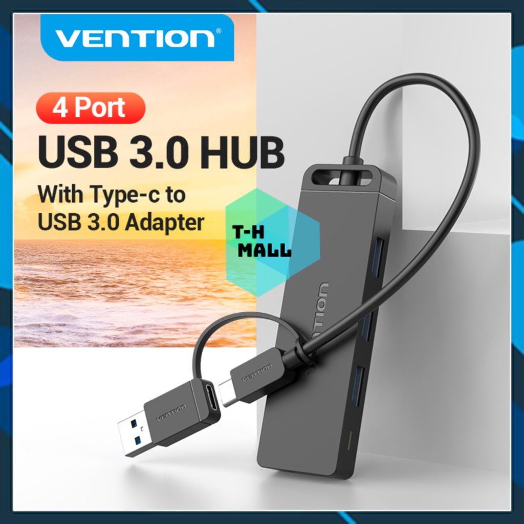 Bộ HUB Chuyển Đổi Vention USB3.0 &amp; USB-C 2 Trong 1 Sang 4 Cổng USB/Micro-USB Tốc Độ Cao 5 Gbps Dành Cho PC Laptop