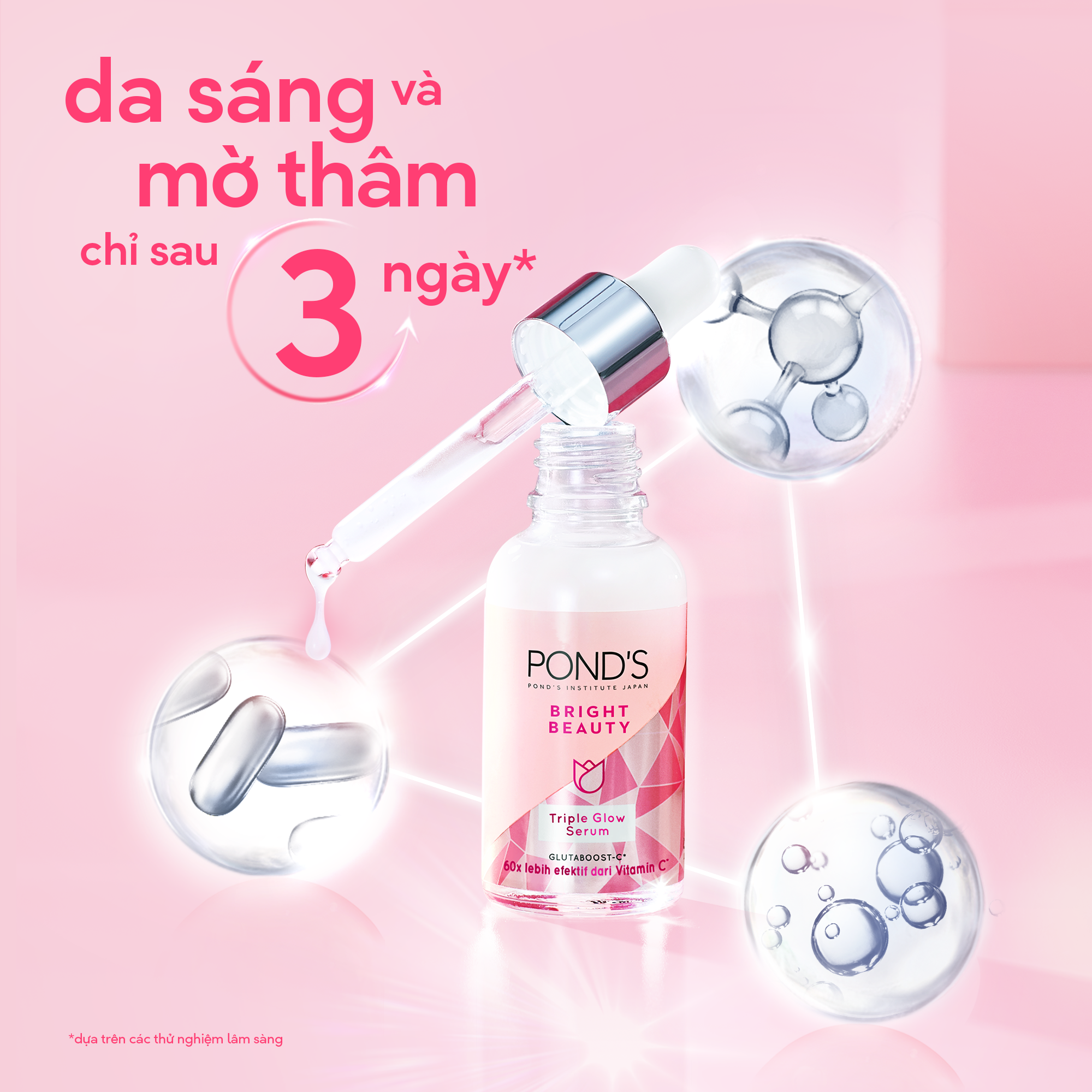 Combo 2 serum Pond's dưỡng sáng mờ thâm 3D Glow 30g/chai