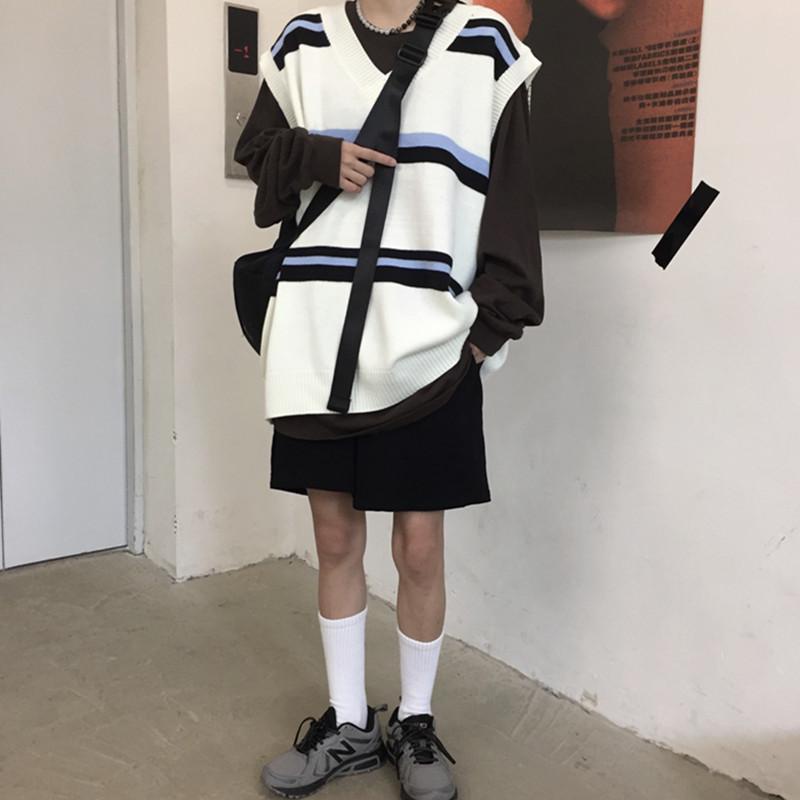 Áo Sweater Cổ Chữ V Kẻ Sọc Mới Cho Cặp Đôi 2021