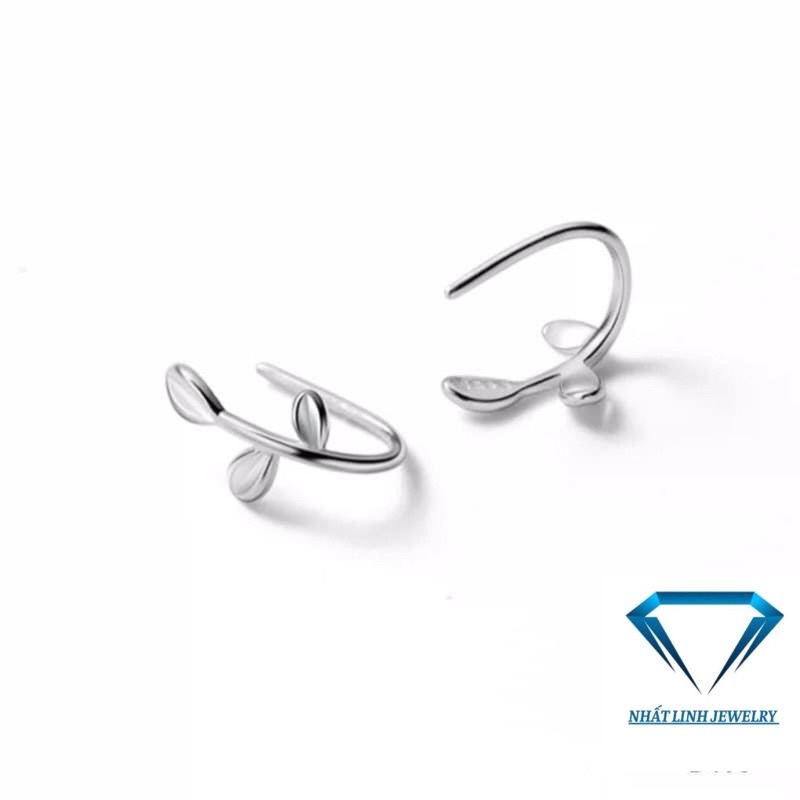 Bông tai nữ bạc ta hình lá nhỏ xinh xắn - Kho sỉ bạc Nhất Linh