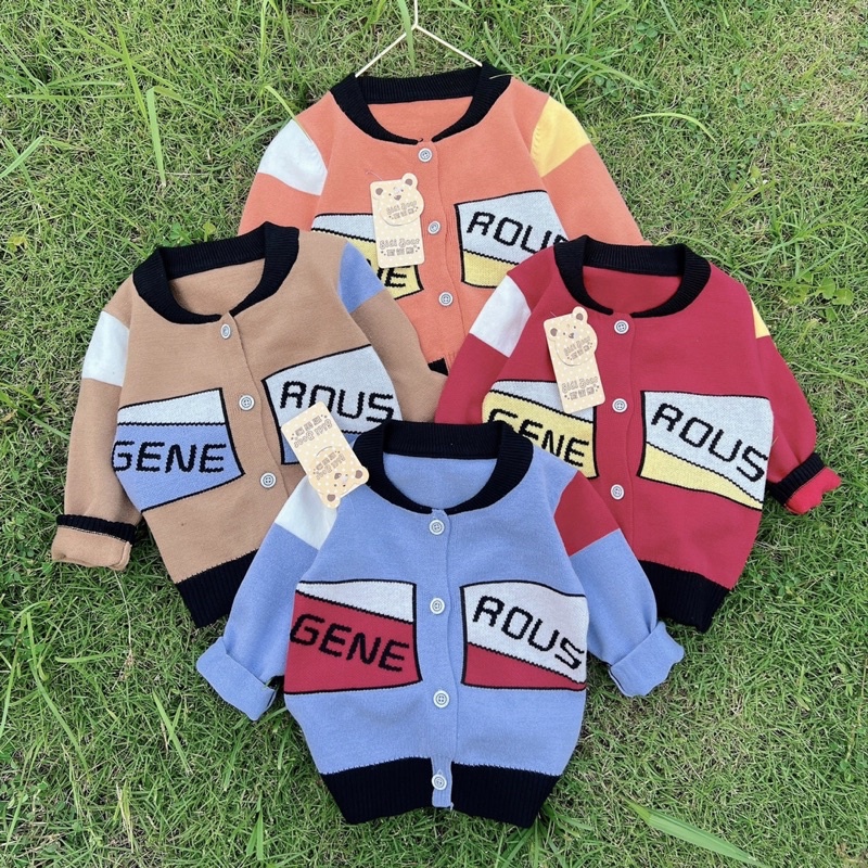 Áo len cardigan Quảng Châu dài tay mềm mịn cho bé trai/gái, chất len siêu mịn không xù không bai nhão