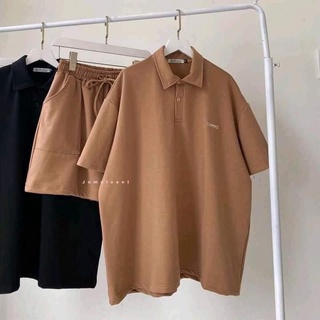 Sét áo thun polo phom rộng tay lỡ kèm quần đùi CaMa store M49