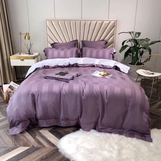 Siêu phẩm bộ chăn ga Lụa Tencel kẻ 3p cao cấp. Giá rẻ nhất.
