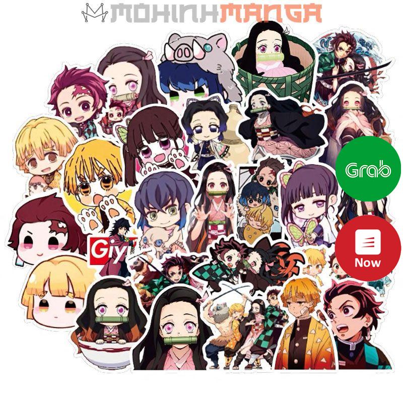 Bộ sticker Kimetsu No Yaiba  chống nước hình dán Tanjiro Nezuko Zenitsu Inosuke