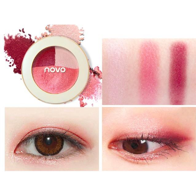 Set phấn mắt Novo 3 màu, nhỏ gọn dễ mang theo, hàng hot mạng xã hội TT505