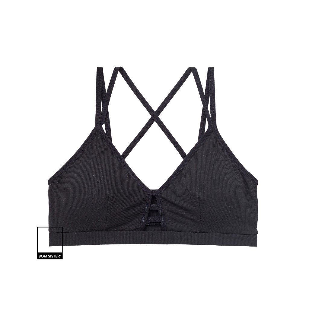 Áo lót thể thao không gọng mút mỏng màu trơn dây vai chéo mút tháo rời được nâng ngực tự nhiên BOM SISTER BR4007 | BigBuy360 - bigbuy360.vn