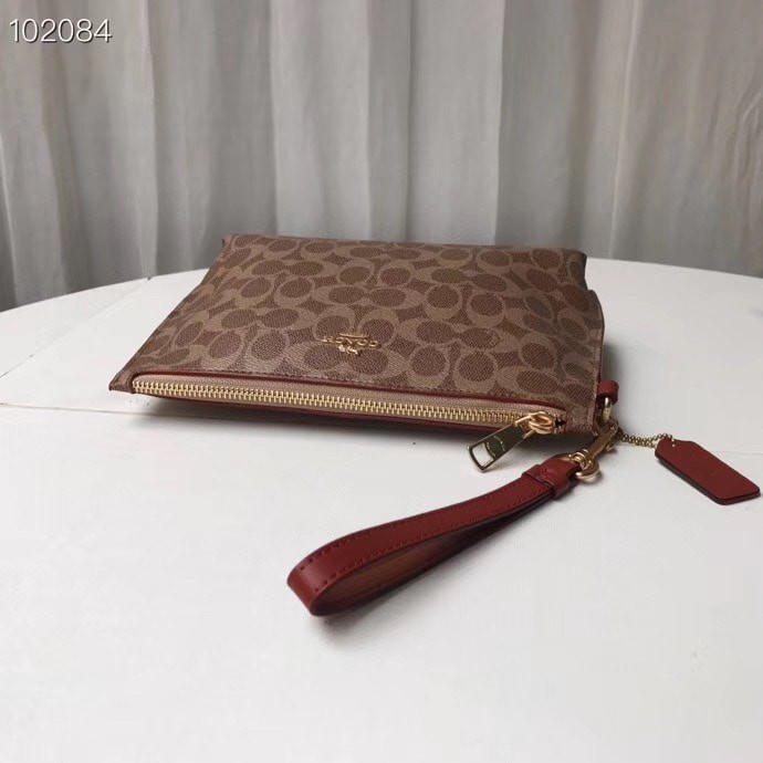 Ví clutch Coach da thật màu nâu