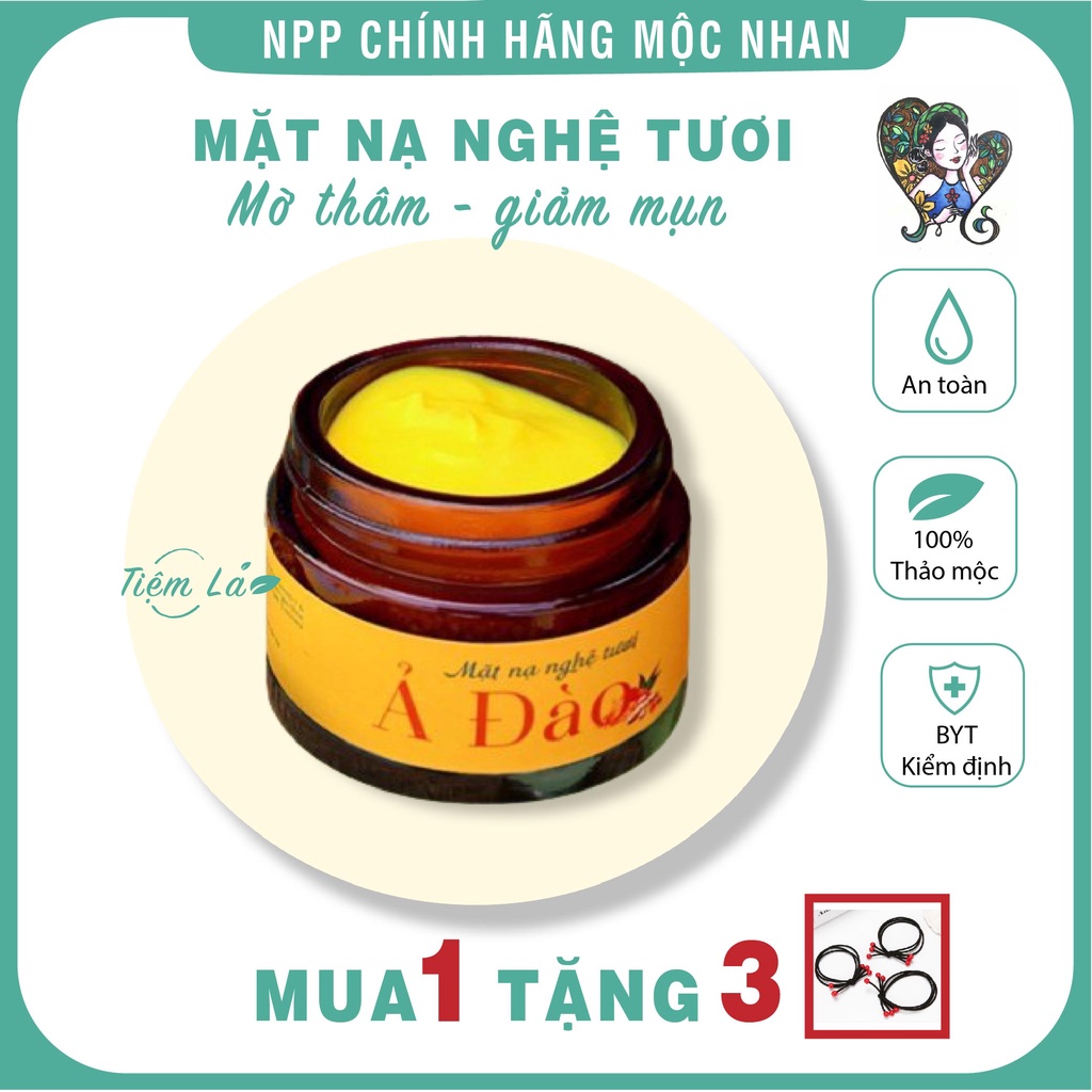 Mặt nạ nghệ tươi Ả Đào dưỡng sáng da, mờ thâm, giảm mụn, mặt nạ thiên nhiên dưỡng ẩm, sáng da MỘC NHAN 50g - handmade
