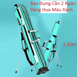 Bao đựng cần câu cá 2 ngăn dáng hua màu xanh 1.25m