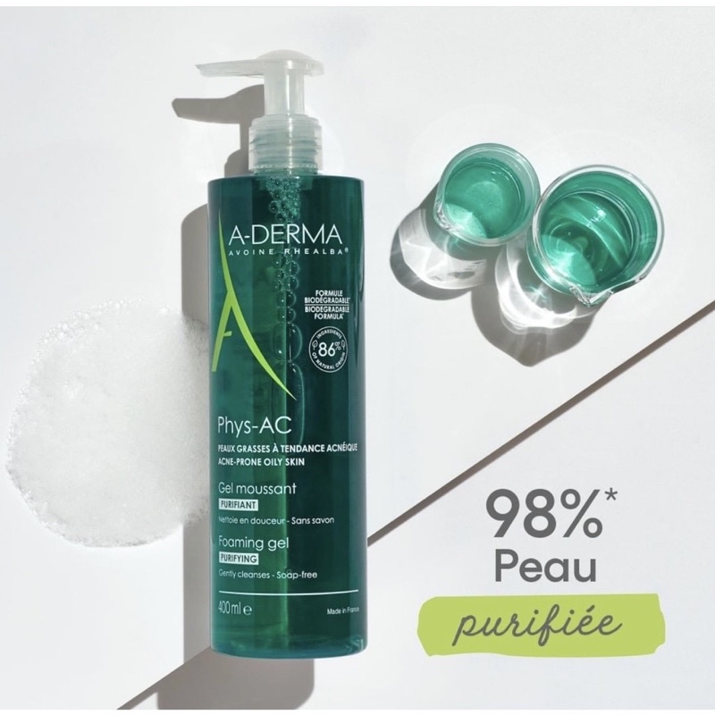 Sữa rửa mặt A - Derma gel moussant 400ml và 200ml chuẩn auth