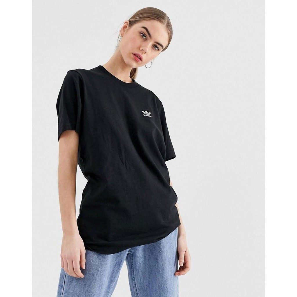 Áo Das đen, đơn giản, logo thêu, hàng xuất xịn 846 Essential Mini Trefoil Logo Tee