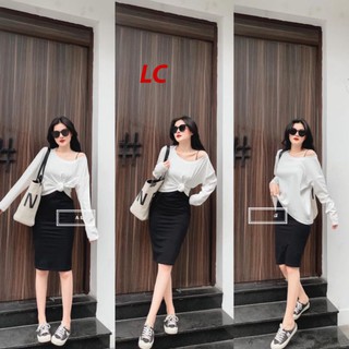 Set váy 2 dây ôm body đen mix áo trắng, Váy hai dây bo tăm dáng ôm mix áo ngoài cực xinh