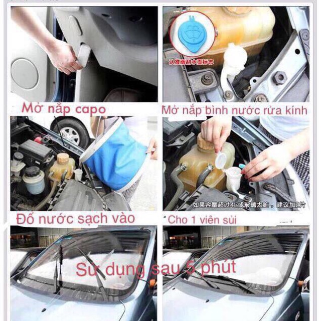 Viên sủi nước rửa kính xe hơi xe ô tô dễ dùng đánh bay mọi vết bẩn