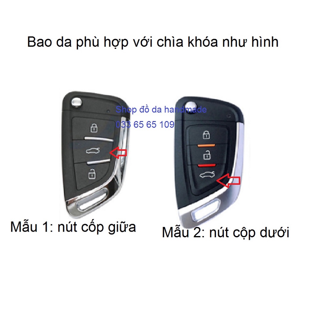 [Chìa độ] Bao da chìa độ, chìa chế chìa gập mở các dòng xe ô tô bằng da bò, kèm tặng móc khóa (mẫu 04)