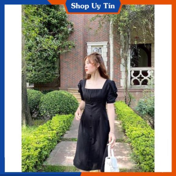 Đầm công sở  xếp cổ dáng suông tay phồng váy dự tiệc xếp ly cổ VD017 | BigBuy360 - bigbuy360.vn